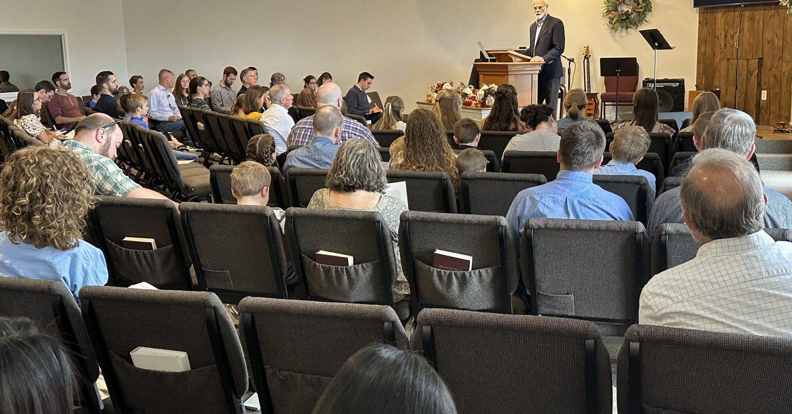 The congregation seated together for worship at Grace Community Church